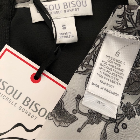 Bisou Black and White Sheer Sleeveless Tunic Top - Picture 8 of 8